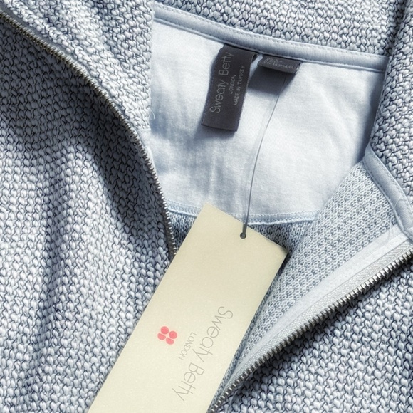 NWT Sweaty Betty Sweatshirt Restful Boucle Half Zip Sweatshirt Salt Blue Large - Picture 12 of 16